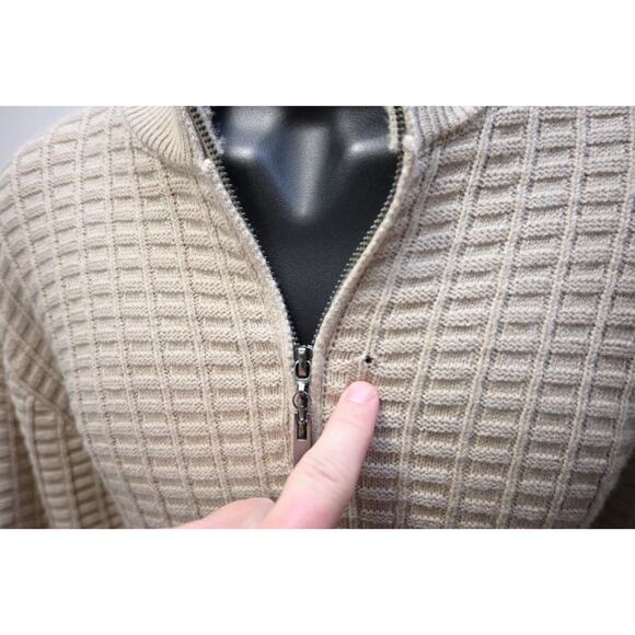 Coofandy 1/4 Zip Pullover Knitted Sweater Beige Long Sleeve Mens Size Large - Picture 5 of 9